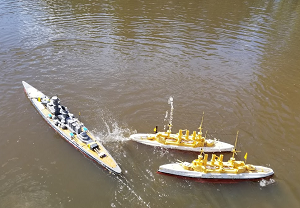 ships back on water and battling